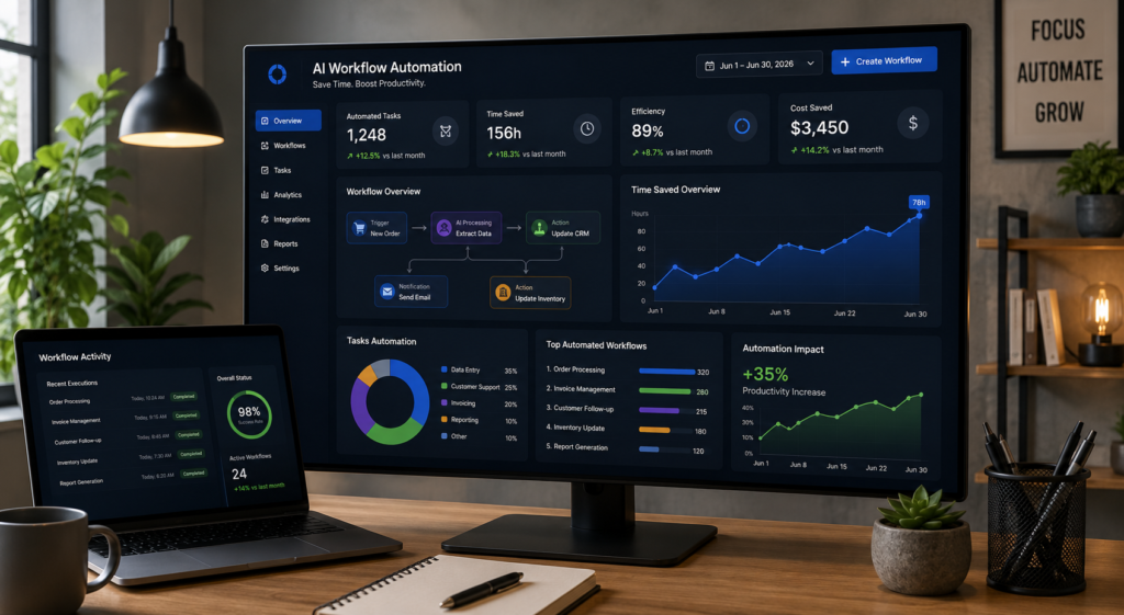 AI workflow automation dashboard for small businesses