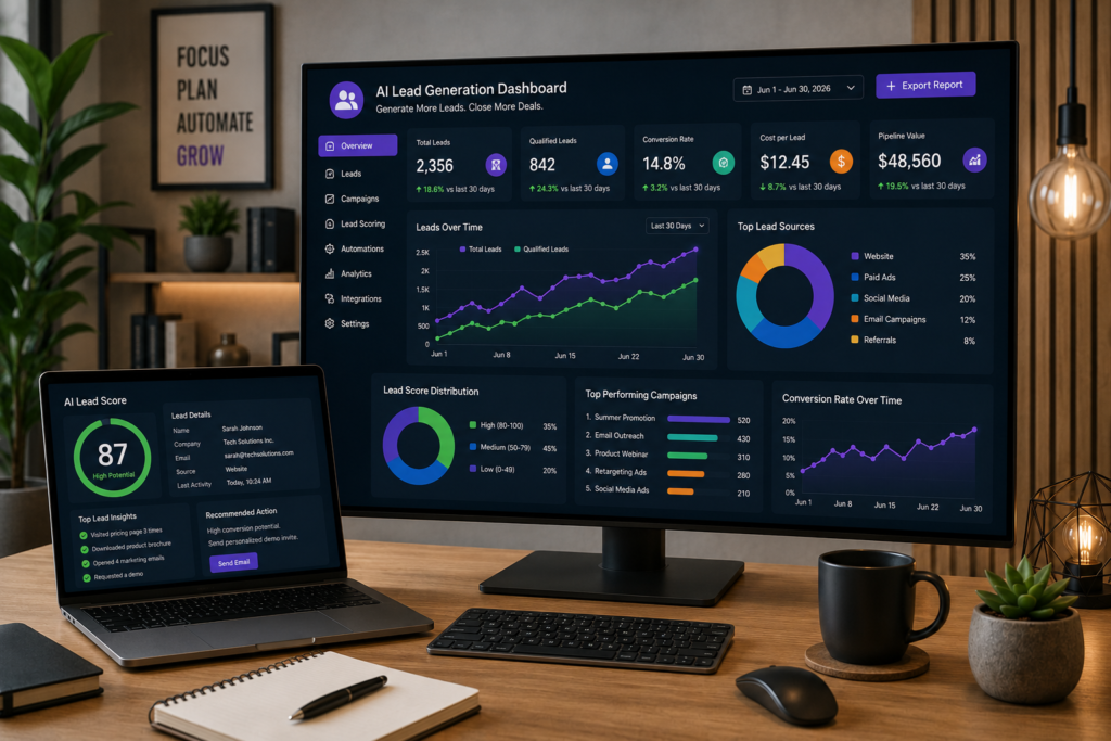 How AI Improves Lead Generation for Small Businesses AI lead generation dashboard for small businesses
