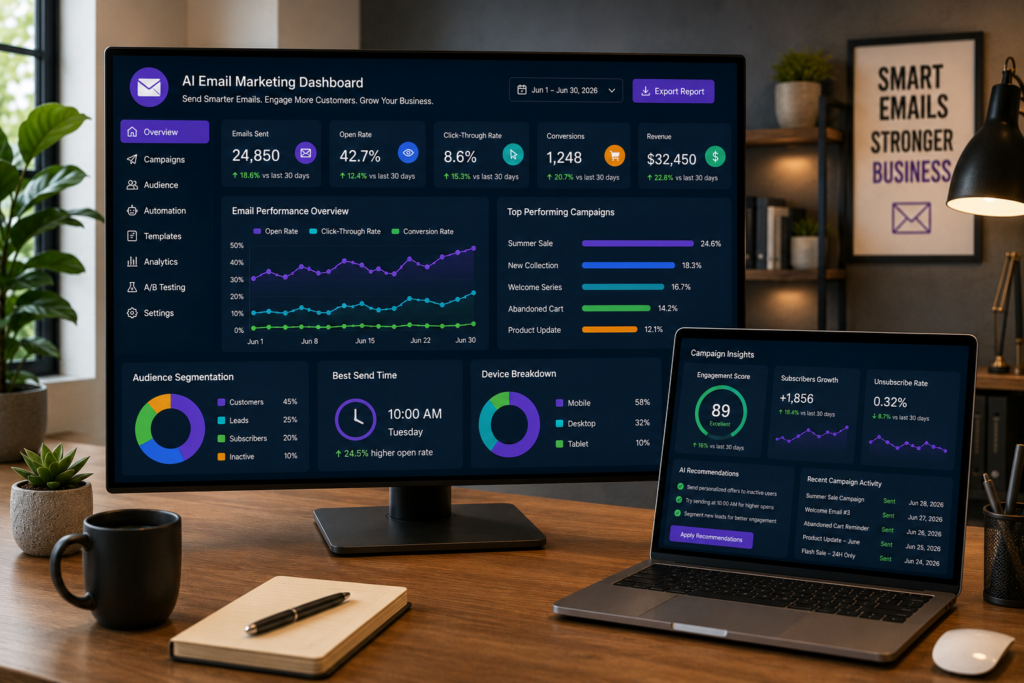 How AI Improves Email Marketing for Small Businesses AI email marketing dashboard for small businesses