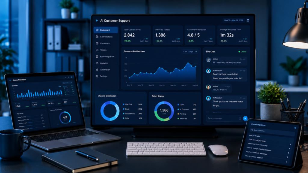 AI customer service dashboard for small business support and automation