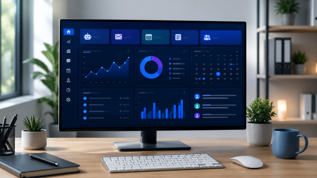How AI Helps Small Businesses Save Time Every Day AI workflow automation dashboard helping small businesses automate daily operations and improve productivity
