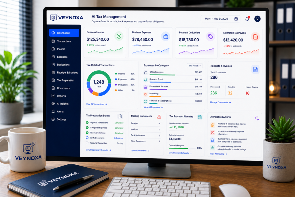 How AI Tax Management Helps Small Businesses AI tax management dashboard for small businesses