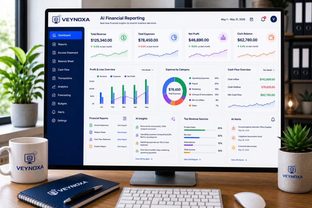 How AI Financial Reporting Helps Small Businesses AI financial reporting dashboard for small businesses