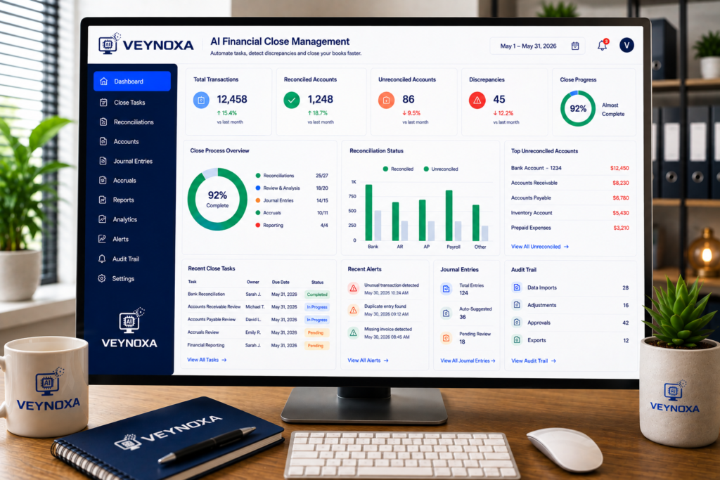How AI Financial Close Management Helps Small Businesses AI financial close management dashboard for small businesses